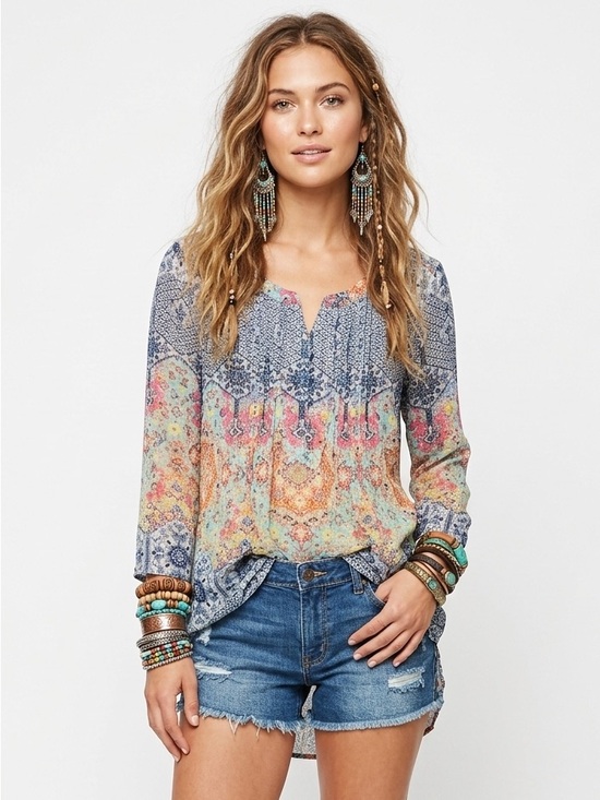 Daniel Rainn Tops - Daniel Rainn Multicolor Sheer Floral Tunic Blouse
